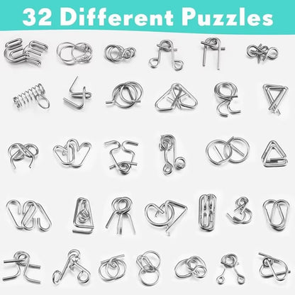 8Pcs/Set Metal Montessori Puzzle Wire IQ Mind Brain Teaser Puzzles Adults Interactive Game Reliever Educational Toys