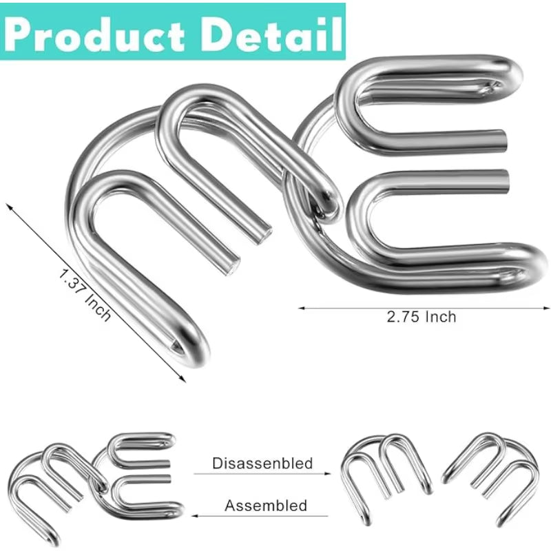 8Pcs/Set Metal Montessori Puzzle Wire IQ Mind Brain Teaser Puzzles Adults Interactive Game Reliever Educational Toys