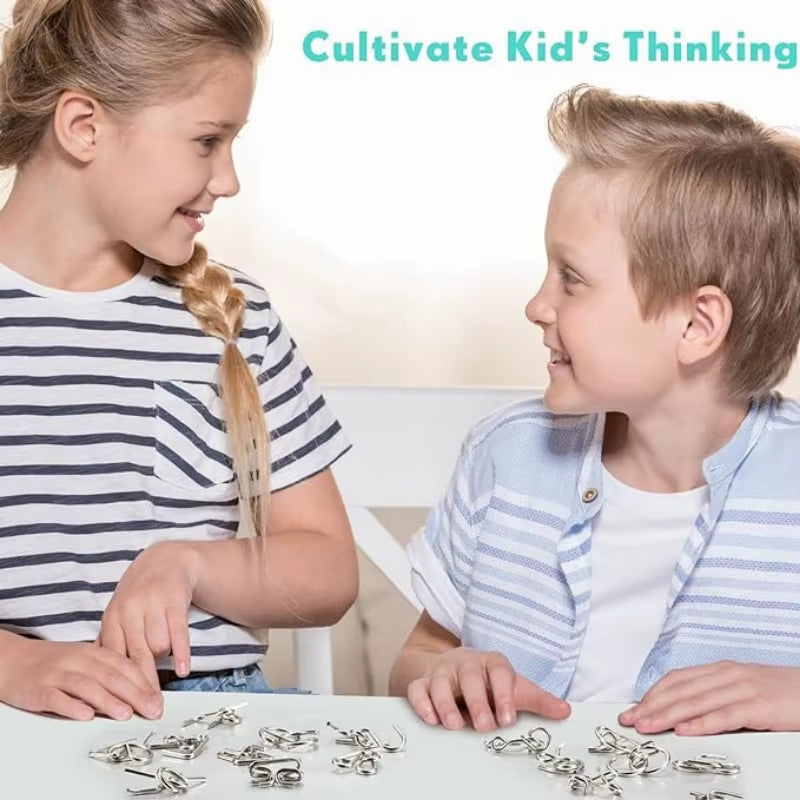 8Pcs/Set Metal Montessori Puzzle Wire IQ Mind Brain Teaser Puzzles Adults Interactive Game Reliever Educational Toys