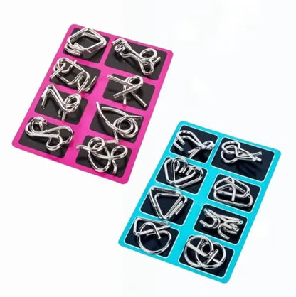 8Pcs/Set Metal Montessori Puzzle Wire IQ Mind Brain Teaser Puzzles Adults Interactive Game Reliever Educational Toys