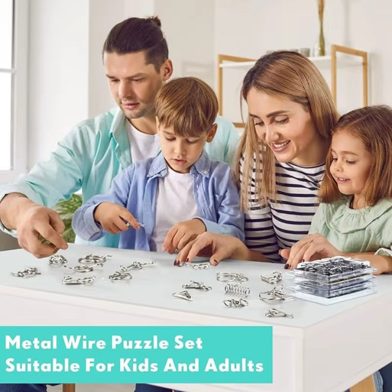 8Pcs/Set Metal Montessori Puzzle Wire IQ Mind Brain Teaser Puzzles Adults Interactive Game Reliever Educational Toys
