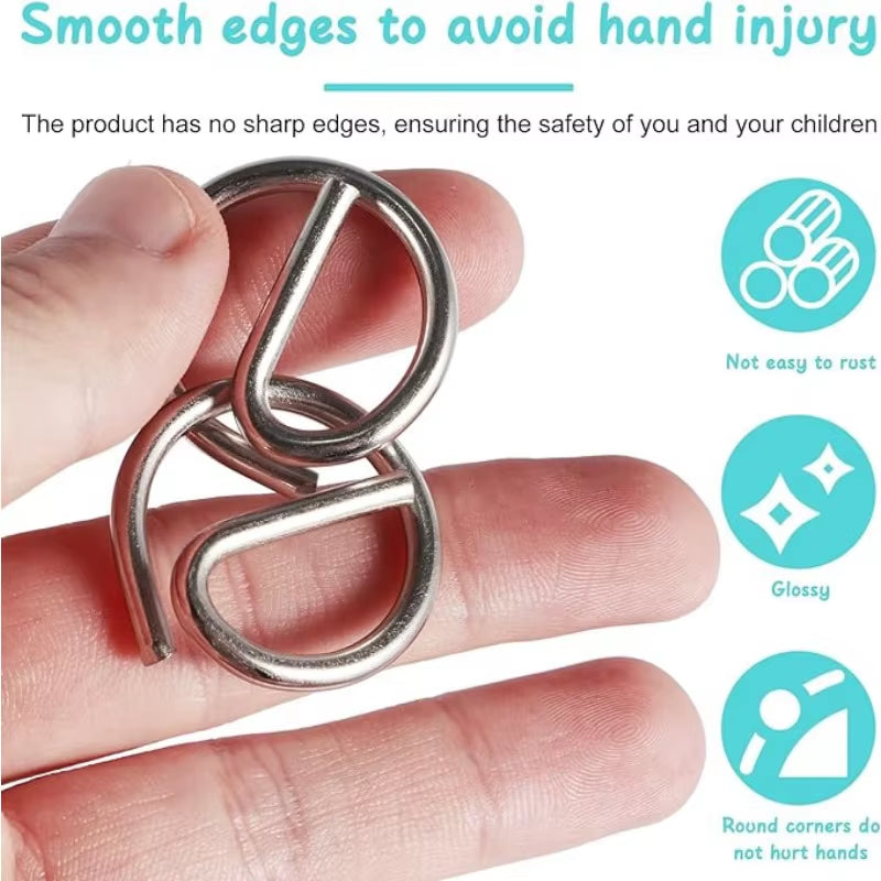 8Pcs/Set Metal Montessori Puzzle Wire IQ Mind Brain Teaser Puzzles Adults Interactive Game Reliever Educational Toys