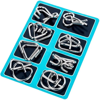 8Pcs/Set Metal Montessori Puzzle Wire IQ Mind Brain Teaser Puzzles Adults Interactive Game Reliever Educational Toys