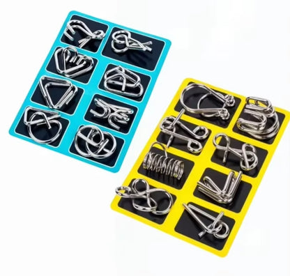 8Pcs/Set Metal Montessori Puzzle Wire IQ Mind Brain Teaser Puzzles Adults Interactive Game Reliever Educational Toys
